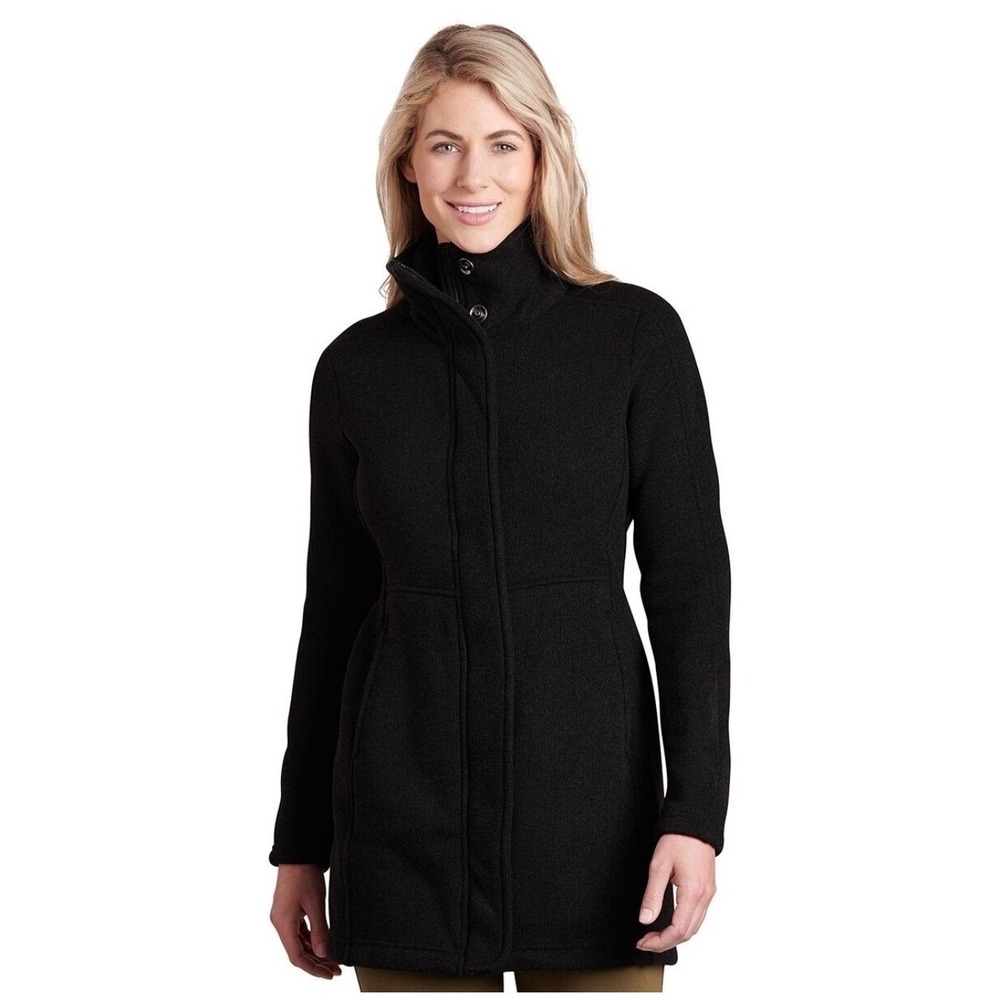 Kuhl Alska Highland Long Fleece Jacket XL Black Espresso Sweater Knit Full Zip
